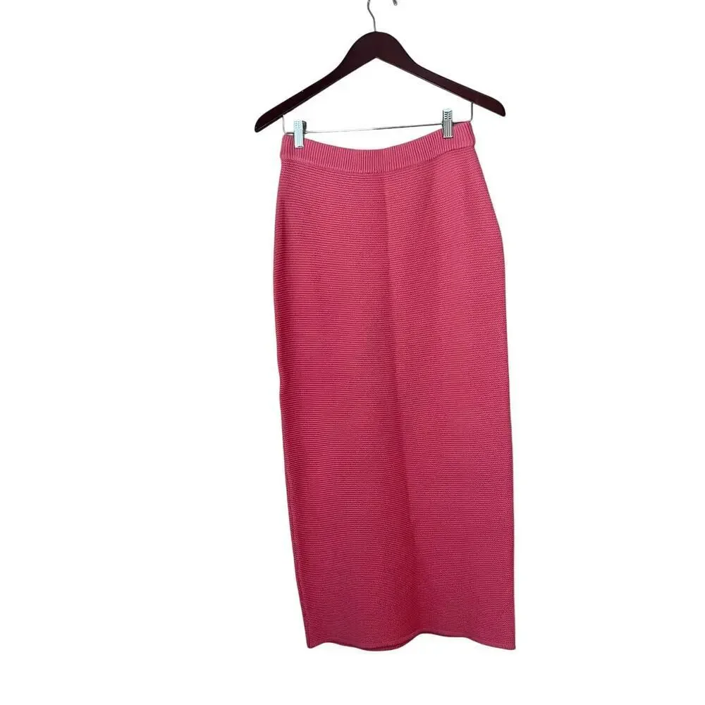 Sabo Designed in Australia Knit Maxi Skirt Pink Waffle Knit Elastic Medium